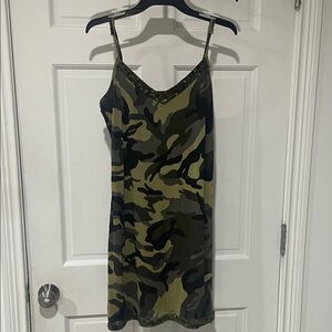 INC International Concepts Green Camouflage Mini Dress